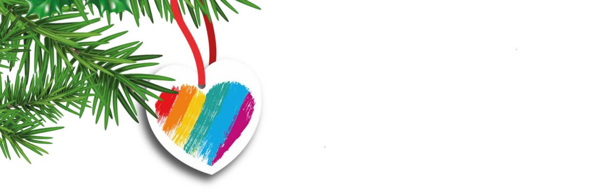 Rainbow heart logo.