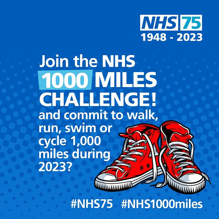 Graphic with details about the NHS 100 Miles challenge 
