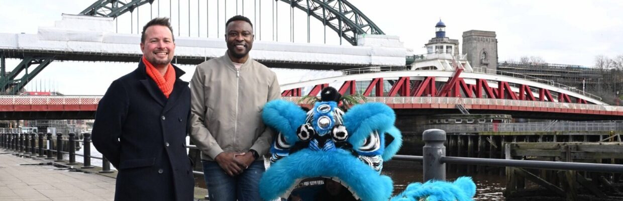 Shola Ameobi and Stephen Patterson launch the 2026 NE1 Dragon Boat race's fundraising partnership with the Sir Bobby Robson Foundation