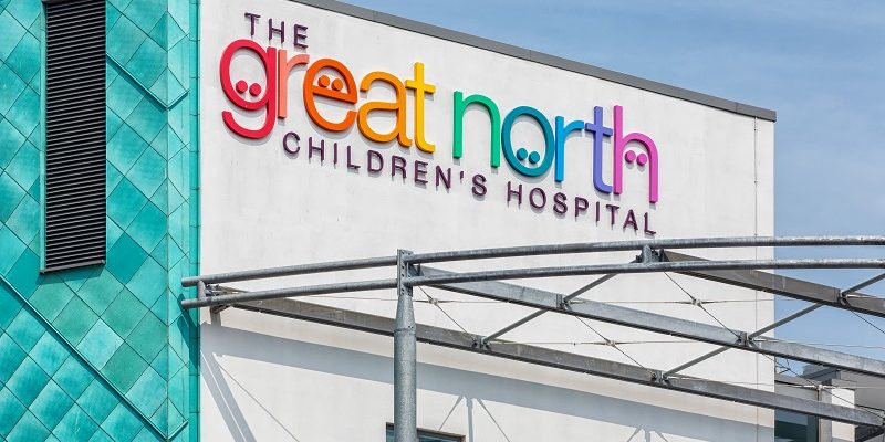 The Great North Childrens Hospital sign.